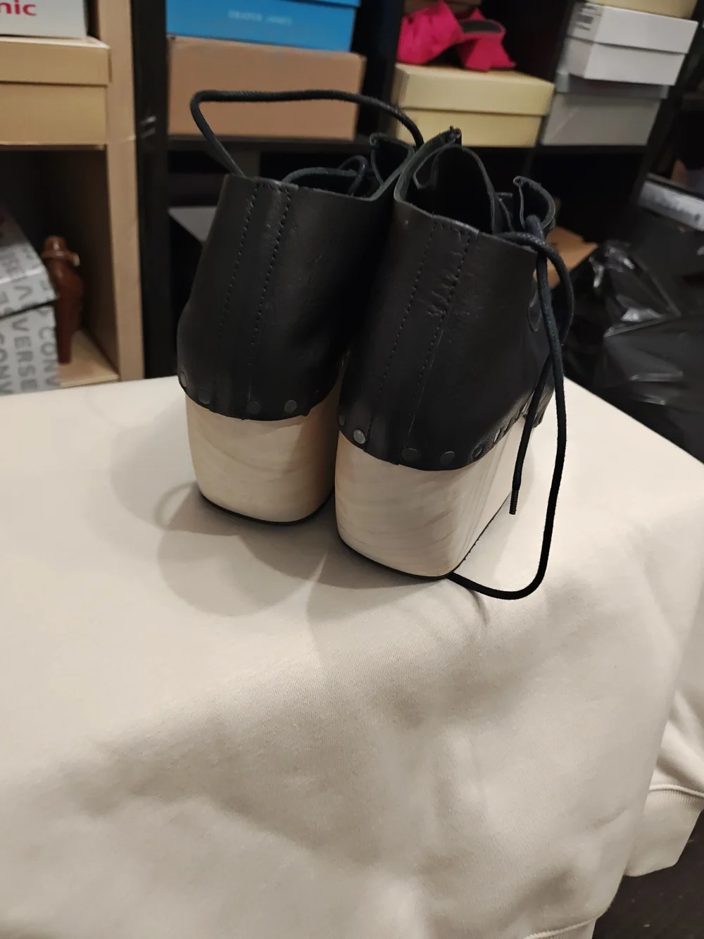 Black Platform Lace-Up Women's Shoes 37